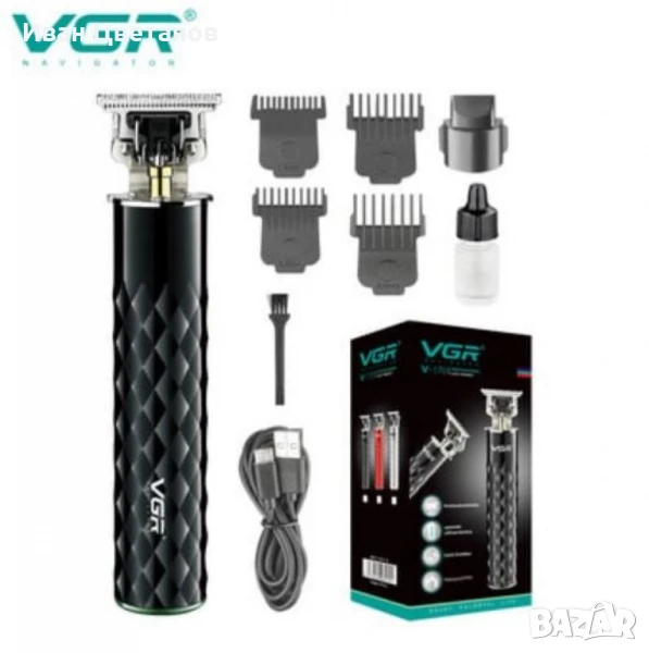 Водоустойчива професионална машинка за подстригване VGR V-170 с метален корпус и USB-C зареждане, снимка 1