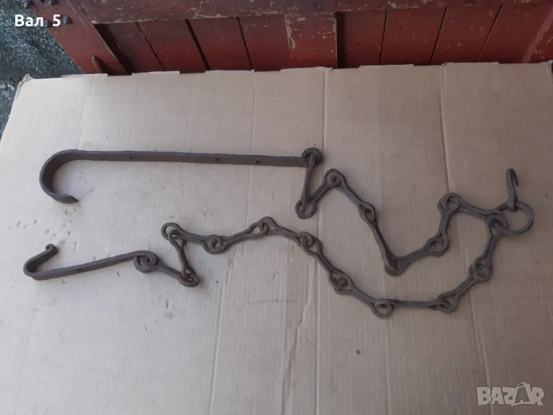 Стара верига за огнище от ковано желязо , здрава, снимка 1