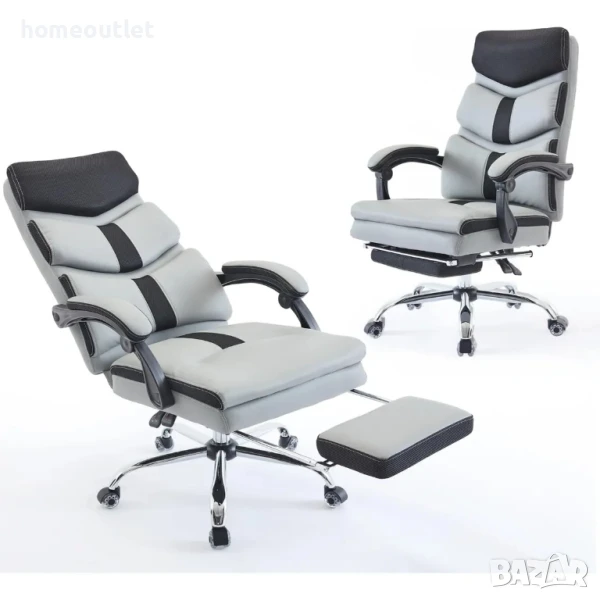 ПРОМОЦИЯ Висококачествен ергономичен офис стол в сиво и черно WOTSTA BHEU-965-GREYBLACK, снимка 1