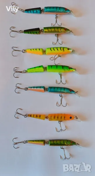 Комплект 7 бр двуделни воблери 10 см, снимка 1