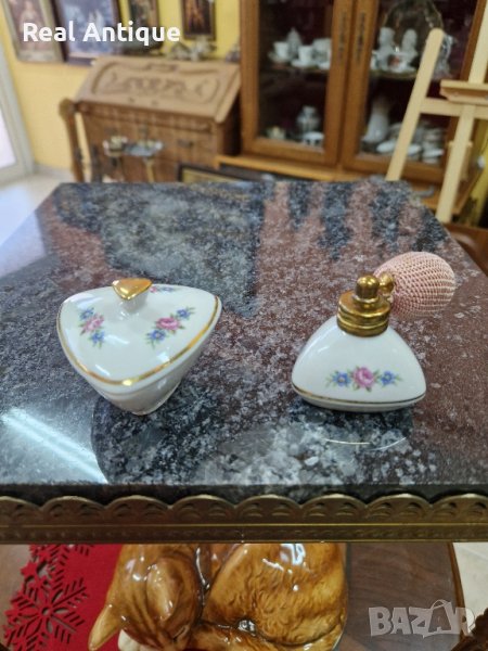 Антикварен немски порцеланов комплект бижутерка и шишенце за парфюм- Bavaria , снимка 1