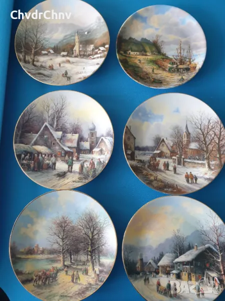 6бр Tirschenreuth Бавария/немска колекционерска декоративна порцеланова чиния-картина/пейзажи, снимка 1
