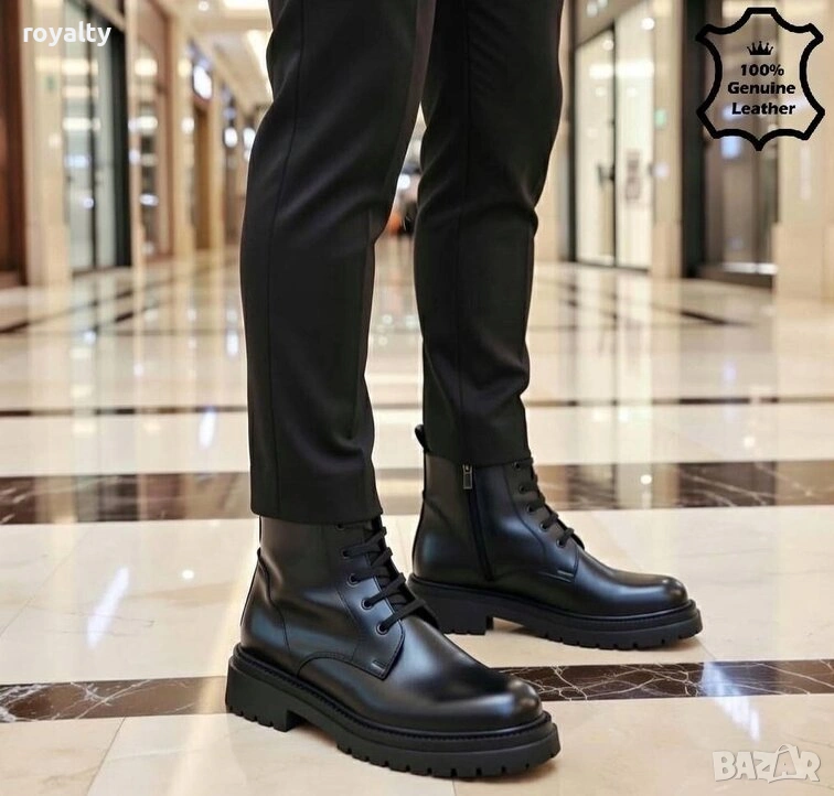 Мъжки боти - черна ЕСТЕСТВЕНА кожа, снимка 1