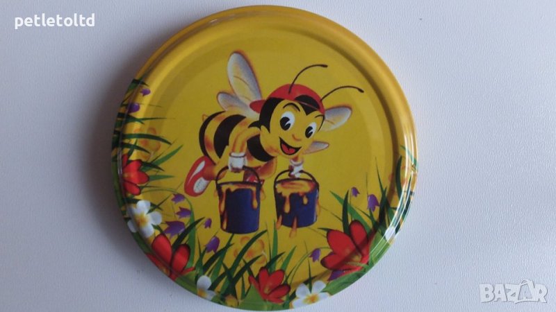 Капачки за стъклени буркани с пчелен мед серия НАЙ-РАБОТЛИВАТА ПЧЕЛИЧКА, снимка 1