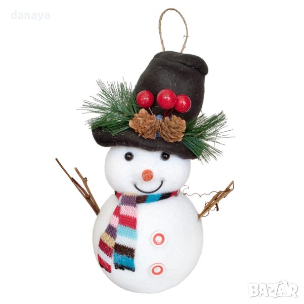 4165 Коледна декорация Снежко с цветно шалче, снимка 1