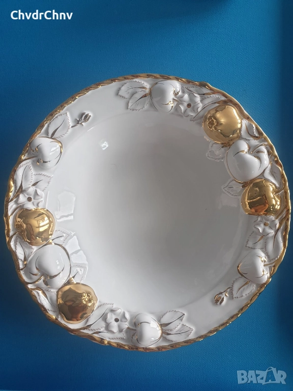 32см голяма италианска керамична чиния за плодове-сладкиш-торта, снимка 1