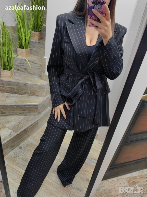 Костюм райе черен, снимка 1