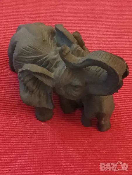 Статуетка, фигурка Слон със слонче, мрамор. , снимка 1
