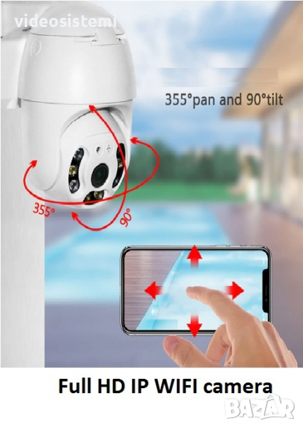 WIFI Full HD IP camera Безжична 5MP Lens външна въртяща камера, снимка 1