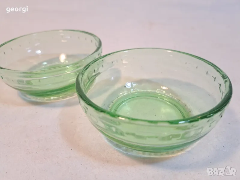 ретро стъклени купички зелено стъкло    16/4, снимка 1