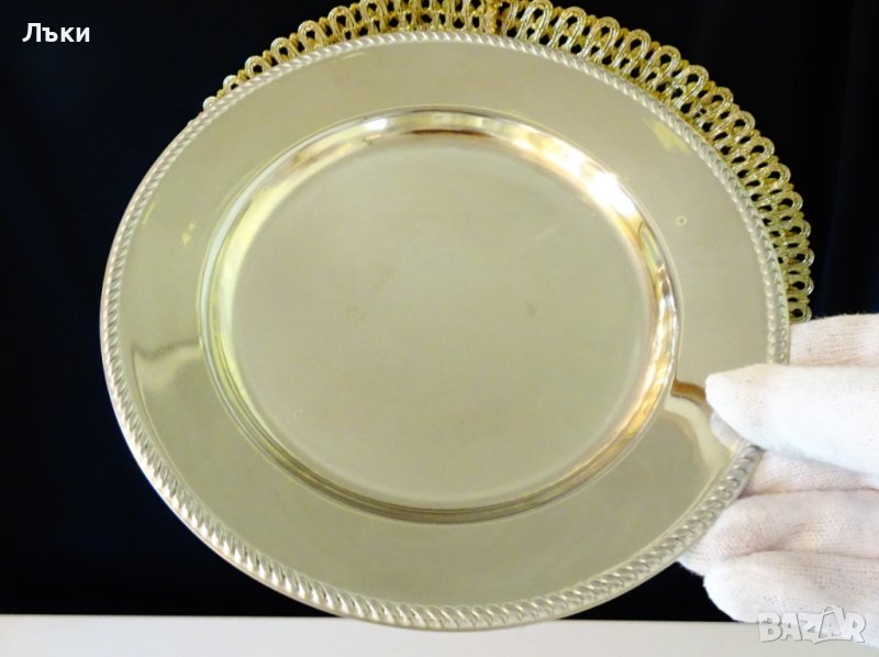 Посребрена чиния от месинг 18.5 см., снимка 1