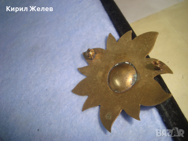 СТАРИННА БРОНЗОВА ПОЗЛАТЕНА РЪЧНО ГРАВИРАНА БРОШКА ЕДЕЛВАЙС с ПЕРЛА РЕТРО БИЖУ за КОЛЕКЦИЯ 14447, снимка 6 - Антикварни и старинни предмети - 36251605