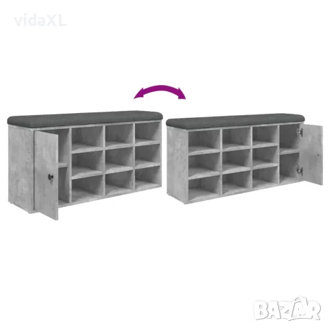 vidaXL Пейка за обувки, бетонно сив, 102x32x50 см, инженерно дърво, снимка 9 - Маси - 56148120