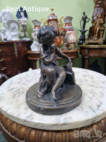 Стара страхотна антикварна френска бронзова фигура статуетка , снимка 6 - Декорация за дома - 51018916