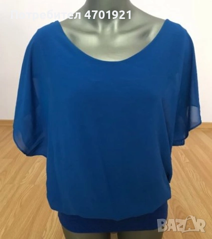 Синя дамска блуза с панделка на гърба, снимка 3 - Корсети, бюстиета, топове - 53216119