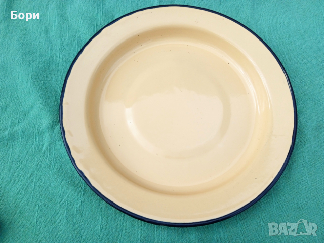 Стара Голяма емайлирана чиния/плато