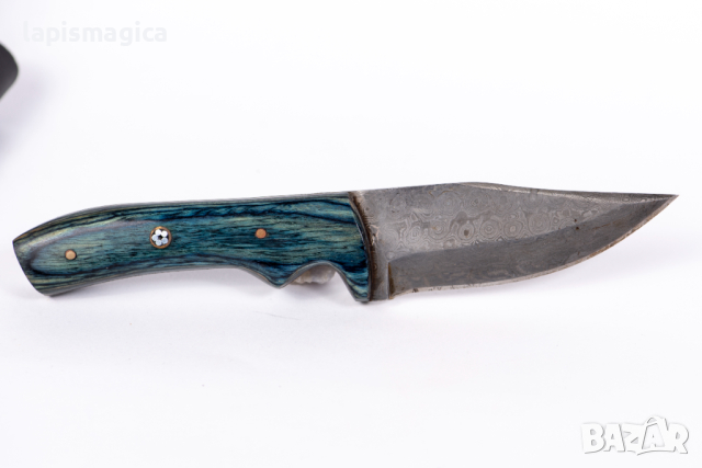 Ловен нож от дамаска стомана ръчно кован, снимка 2 - Ножове - 44640489