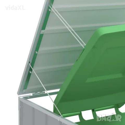 vidaXL Навес за 2 коша на колела, сив, 144x81x113 см, стомана, снимка 8 - Кошове за боклук и контейнери - 56147463