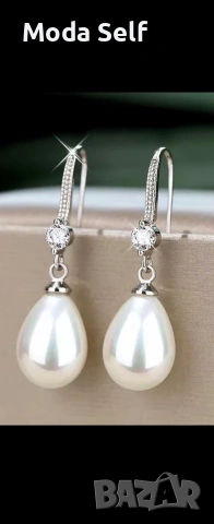 Сребърни перлени обици , снимка 2 - Обеци - 53587771