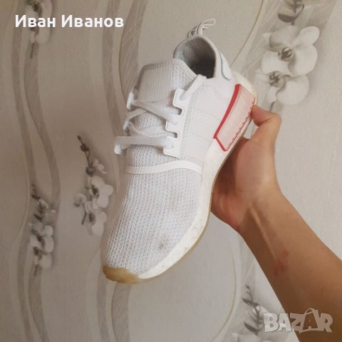 маратонки  adidas NMD R1 White Lush Blue GX1050  номер 43-44, снимка 8 - Маратонки - 40833427