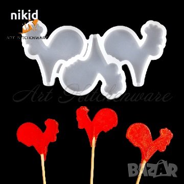 Петел петле силиконов молд форма близалки pops cakes Lollipop Pop Cake Попскейк фондан смола