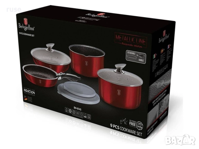 НОВИ! Комплект съдове Berlinger Haus BH6145, 9 части, индукция, удобна дръжка, снимка 2 - Съдове за готвене - 52817751