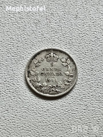 5 цента 1911 г, Канада - сребърна монета, снимка 1