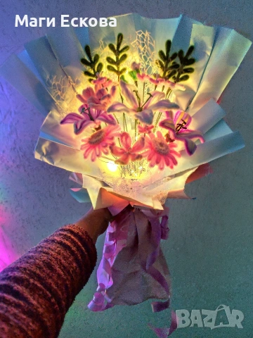 Ръчно изработен светещ букет , снимка 4 - Подаръци за рожден ден - 53598390