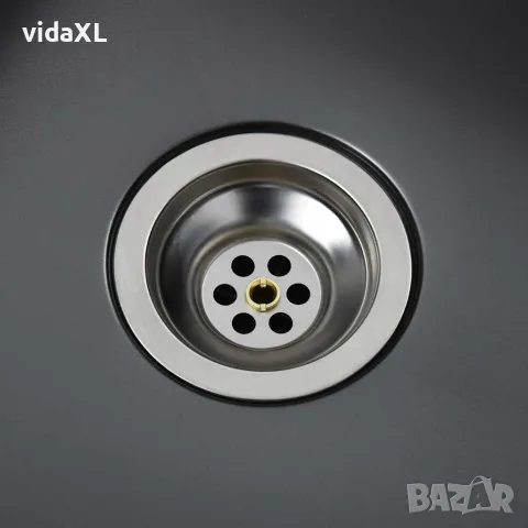 vidaXL Ръчно изработена кухненска мивка, черна, неръждаема стомана, снимка 10 - Мивки - 56147702