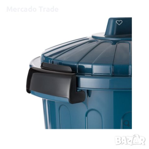 Кош за отпадъци Mercado Trade, С капак, Пластмаса, Син, снимка 3 - Мопове, кофи, четки и метли - 42498203