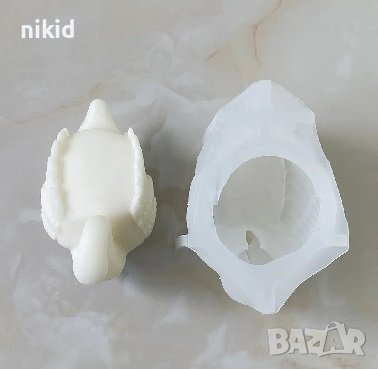 3D лебед с поставка за свещ свещник силиконов молд форма фондан смола гипс шоколад декор, снимка 3 - Форми - 42365058