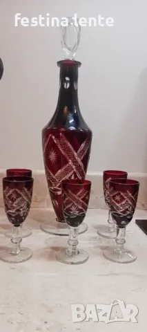 Кристален сервиз за алкохол, снимка 1