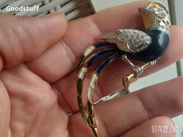 Арт Деко стара брошка,Pierre Cardin,емайл,маркировки,позлата , снимка 5 - Антикварни и старинни предмети - 53427605