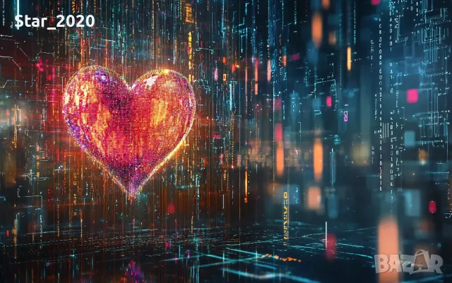 Светеща картина с LED осветление - сърце, снимка 1