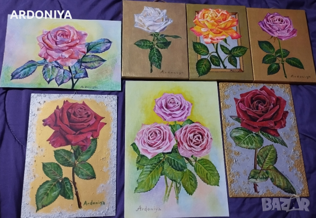 Картина Роза маслени бои, снимка 6 - Картини - 44606365