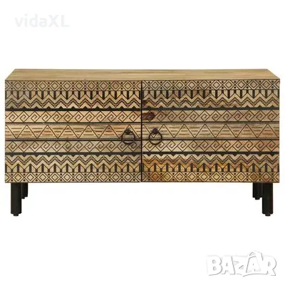 vidaXL Кафе маса, черна, 80x50x40 см, грубо мангово дърво масив(SKU:4018633), снимка 3 - Маси - 49064055