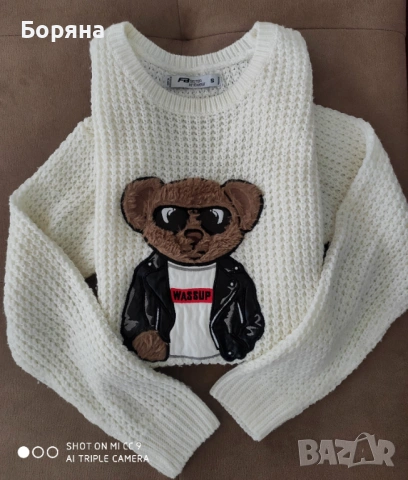 Amisu бял пуловер с мече с подарък чанта, снимка 3 - Блузи с дълъг ръкав и пуловери - 53275830