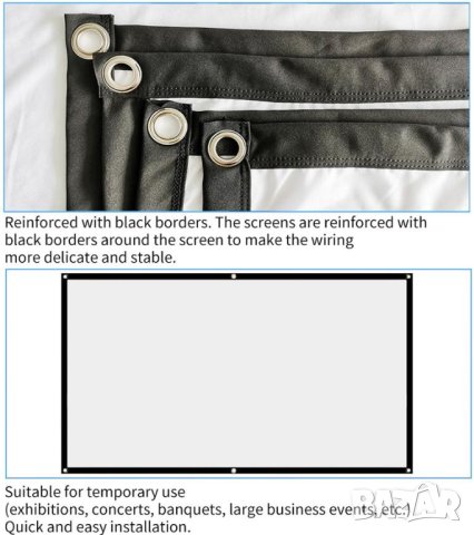 Anti-Light 3D Прожекционен Екран 160° Проекторно Платно Проекторен екран за Проектор Филми, снимка 5 - Плейъри, домашно кино, прожектори - 41287637