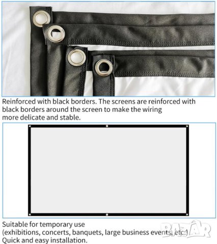 Разгъващо Прожекционно Платно за Прожектиране Прожектиращ Филми Голям Екран за Презентации Презентер, снимка 4 - Ученически пособия, канцеларски материали - 41185956