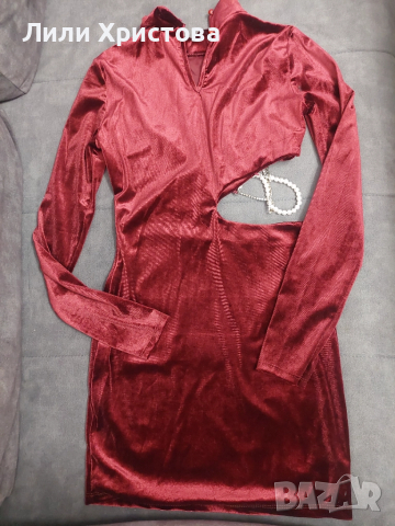 Рокля бордо, снимка 2 - Рокли - 52001601