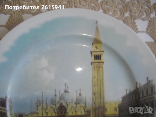 Нова-San Marco-Venezia-Canaletto-ф260мм-Колекционерска Порцеланова Декоративна Чиния-Италианска, снимка 5 - Чинии - 39898233
