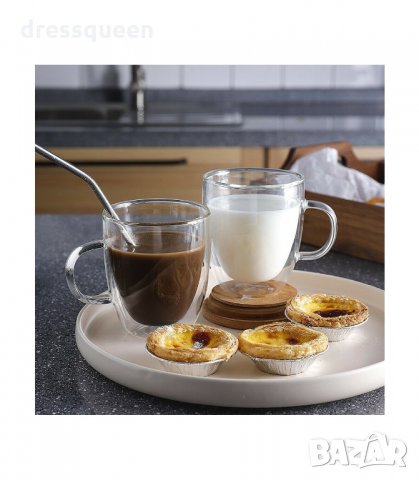 2963 Чаша от двустенно стъкло за топли, студени напитки и кафе, снимка 4 - Чаши - 34264761