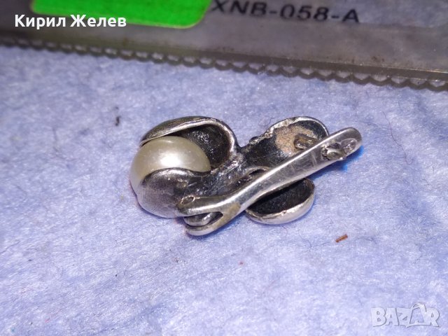 ПЕРЛЕНА АНГЛИЙСКА СРЕБЪРНА ВИНТИДЖ ОБЕЦА СРЕБРО 925 с ЕСТЕСТВЕНА БЯЛА ПЕРЛА ЮВЕЛИРНА ИЗРАБОТКА 38140, снимка 11 - Обеци - 40940700