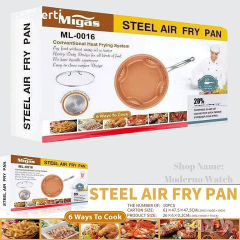 Незалепващ тиган с керамично покритие и готвене с помощта на горещ въздух с ерогономична дръжка, снимка 3 - Други - 41136328