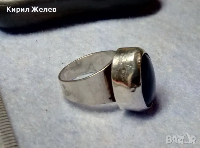 ЕФЕКТЕН ВинтиджАРТ СКЪПОЦЕНЕН СРЕБЪРЕН ПРЪСТЕН СРЕБРО 925 SEZGIN СЕЗГИН с ШЛИФОВАН ЧЕРЕН ОНИКС 29924, снимка 6 - Пръстени - 49913329