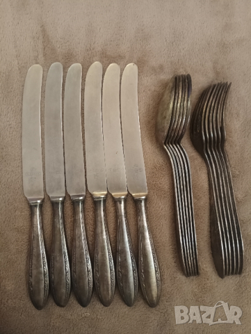 Стари прибори за хранене, посребрени. , снимка 13 - Антикварни и старинни предмети - 44509695
