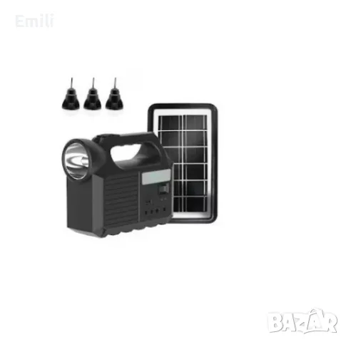 Комплект със соларен панел, фенерче, 3 крушки, USB, снимка 2 - Къмпинг осветление - 56086495