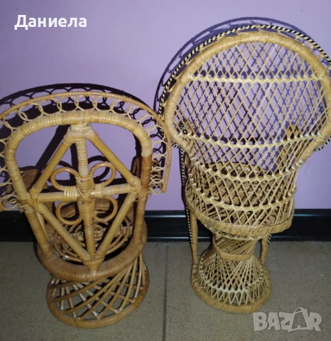 Фотьойл (стол) от ратан за кукли или декорация, снимка 2 - Столове - 51407069