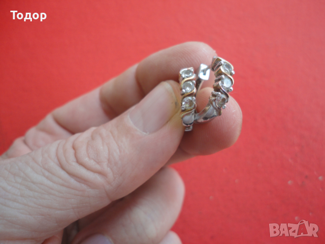 Страхотни сребърни обеци обици с камъни и позлата  2, снимка 4 - Обеци - 44761997