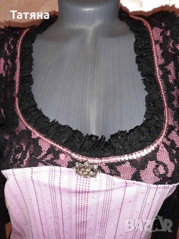 Комплект от дантела-пола и блузка в розово, снимка 4 - Рокли - 35842241